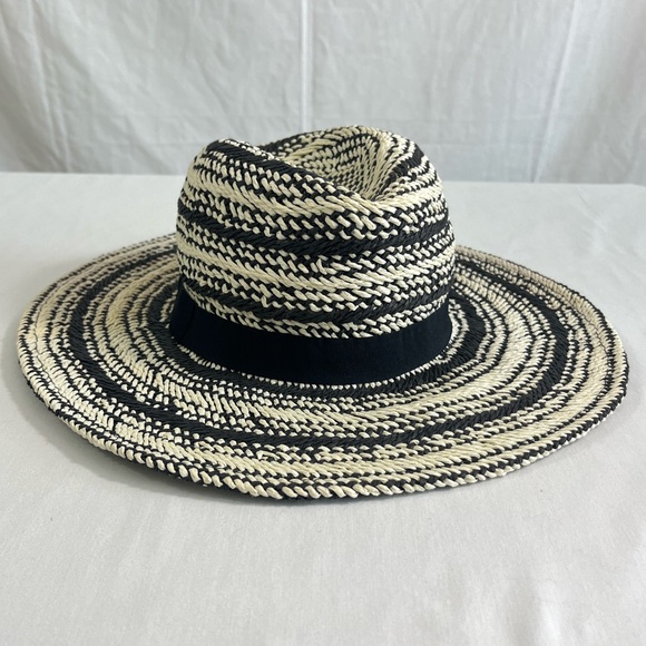 ZARA Woven Fedora Ecru/Black, 3.5” Wide Brim - Picture 4 of 13